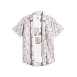 CAVIO Boys Floral Printed Shirt with T-shirt-picture-26