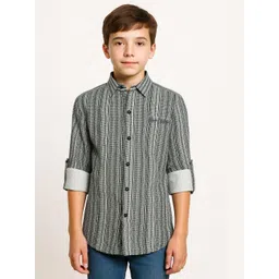 CAVIO Boys Green Comfort Multi Stripes Striped Casual Shirt-picture-39
