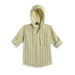 Cavio Boys Lemon Cotton Striped Shirt with T-Shirt image 2