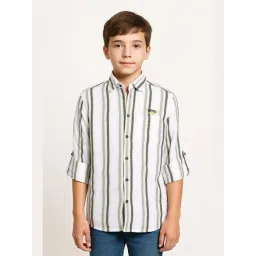 Cavio Boys Lemon Striped Cotton Comfort Fit Shirt-picture-11