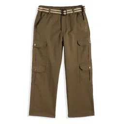 Cavio Boys Olive Green Cotton Regular Fit Pant-picture-13