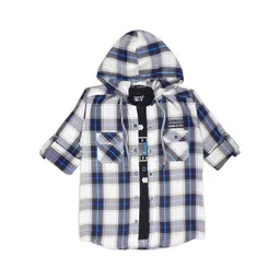 CAVIO Boys Pack Of 2 Comfort long roll-up sleeves Checked Casual Hooded Shirt-picture-25