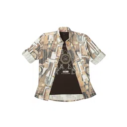 CAVIO Boys Pack Of 2 Comfort Spread Collar Abstract Printed Cotton Casual Shirts-picture-18