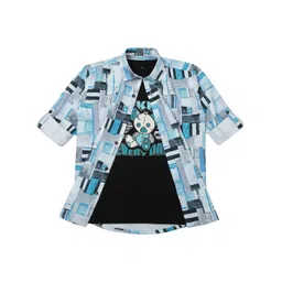 CAVIO Boys Pack Of 2 Comfort Spread Collar Abstract Printed Cotton Casual Shirts-picture-23