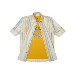 CAVIO Boys Pack Of 2 Comfort Spread Collar Abstract Printed Cotton Casual Shirts-picture-20