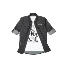 CAVIO Boys Pack Of 2 Comfort Spread Collar Graphic Printed Cotton Casual Shirts-picture-16