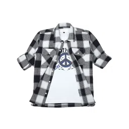 CAVIO Boys Pack Of 2 Comfort Spread Collar Tartan Checked Cotton Casual Shirts-picture-14