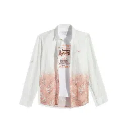 Cavio Boys Peach Cotton Printed Comfort Fit Shirt with T-Shirt-picture-28