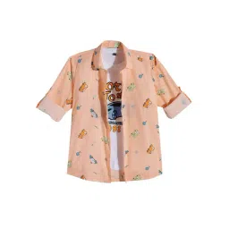 Cavio Boys Peach Cotton Printed Shirt-picture-19