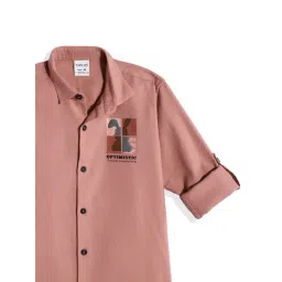 Cavio Boys Peach Cotton Shirt image 4