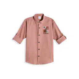 Cavio Boys Peach Cotton Shirt image 1