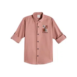 Cavio Boys Peach Cotton Shirt image 2