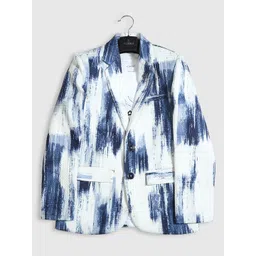 CAVIO Boys Printed Pure Cotton Single-Breasted Blazer With Crew-Neck T-Shirt-picture-53