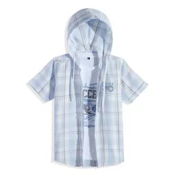 Cavio Boys Sky Blue Cotton Chequered Shirt-picture-16