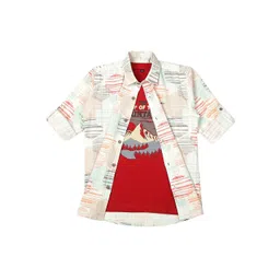 CAVIO Boys Spread Collar Abstract Printed Cotton Casual Shirts & T-Shirt-picture-55