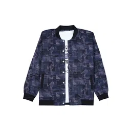 CAVIO Boys Stand Collar Abstract Printed Cotton Casual Bomber Jacket-picture-36