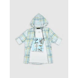CAVIO Boys Standard Tartan Checks Roll-Up Sleeves Hood Casual Shirt-picture-25