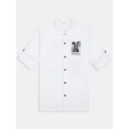 Cavio Boys White Cotton Printed Comfort Fit Shirt-picture-11