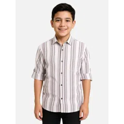 Cavio Brown Cotton Striped Shirt-picture-32
