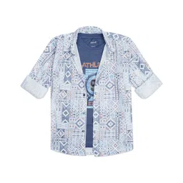 CAVIO Cotton Full Sleeves Abstract Printed Shirt & Tee - Grey-picture-38