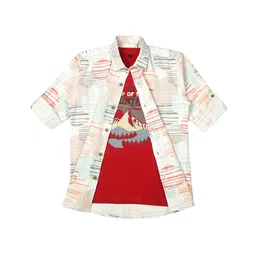 CAVIO Cotton Lycra Full Sleeves Abstract PrintedShirt & Tee - Red-picture-28