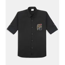 CAVIO Cotton Woven Full Sleeves Abstract Art Printed Shirt - Black-picture-17