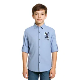 CAVIO Cotton Woven Full Sleeves Optimistic Text Printed Shirt - Blue-picture-19