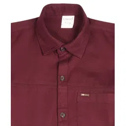 CAVIO Cotton Woven Full Sleeves Solid Shirt - Maroon image 4