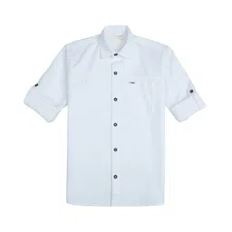CAVIO Cotton Woven Full Sleeves Solid Shirt - White-picture-24
