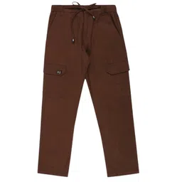 CAVIO Cotton Woven Solid Cargo Pants - Coffee-picture-21