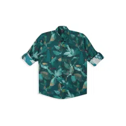 Cavio Green Cotton Comfort Floral Shirt-picture-11