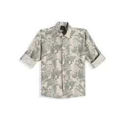 Cavio Grey Cotton Floral Shirt-picture-22