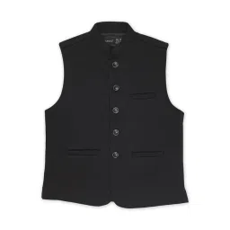 Cavio Kids Black Solid Nehru Jacket-picture-10