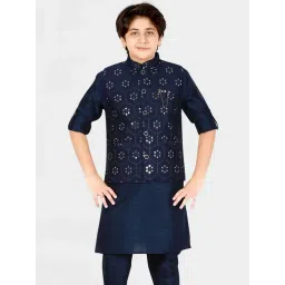 Cavio Kids Blue Embroidered Full Sleeves Kurta Set-picture-44