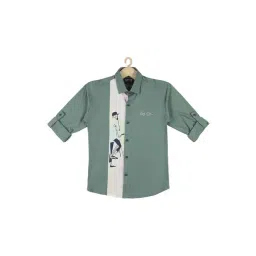 Cavio Kids Green & White Color Block Full Sleeves Shirt-picture-46