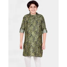 Cavio Kids Green & White Cotton Printed Full Sleeves Kurta Set-picture-39