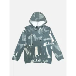 Cavio Kids Green Printed Full Sleeves Sweatshirt image 3