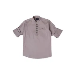 Cavio Kids Grey Solid Full Sleeves Kurta-picture-15