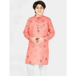 Cavio Kids Pink & White Cotton Printed Full Sleeves Kurta Set-picture-21
