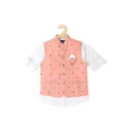 Cavio Kids Pink & White Cotton Printed Shirt Set-picture-14