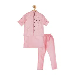 Cavio Kids Pink Embroidered Full Sleeves Kurta Set-picture-24