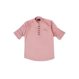 Cavio Kids Pink Solid Full Sleeves Kurta-picture-36