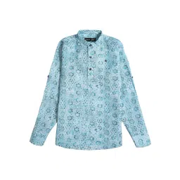 Cavio Kids Sea Green Printed Full Sleeves Short Kurta-picture-37