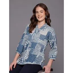 Cayman Ethnic Motifs Printed Sequinned Pure Cotton Sequinned Kurti-picture-18