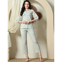 Cayman Ethnic Printed Pure Cotton Shirt With Trousers-picture-15