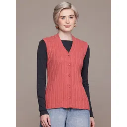 Cayman Self Striped V-Neck Sleeveless Cardigan-picture-21