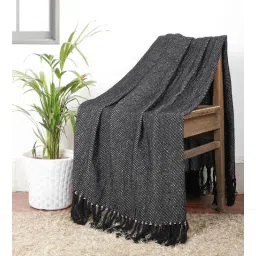 cazimo Black Solid Cotton 50x60 Inches Sofa Throw-picture-25