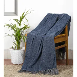 cazimo Blue Chenille Plain Solid Pattern 60 X 50 Inch Throw-picture-16
