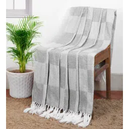 cazimo Grey Cotton And Chenille Checkered 50X60 Inches Throw-picture-33