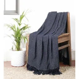 cazimo Navy Blue Cotton 60x50 Inches Throw-picture-22